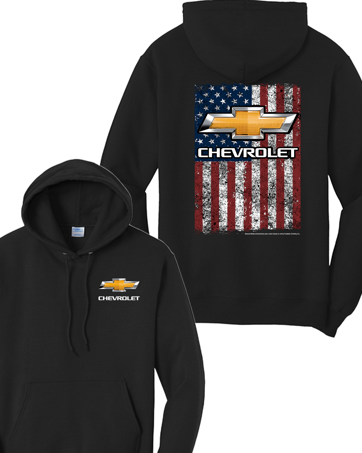 Chevy Bowtie American Flag Hoodie (avail in 2 colors) - NEW