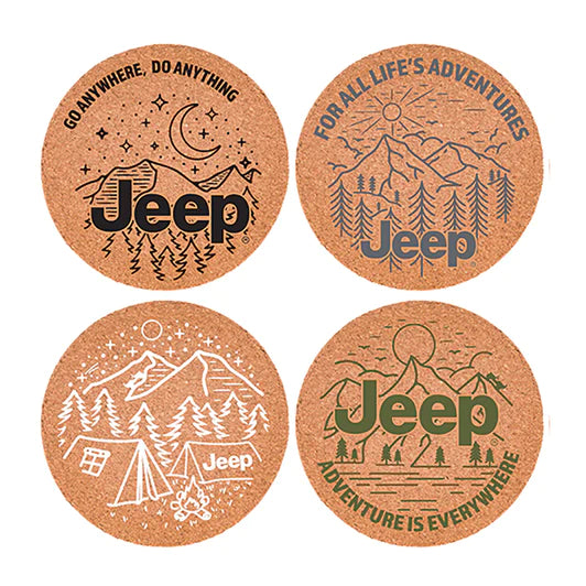 Coaster Set Cork - Jeep Assorted Logos