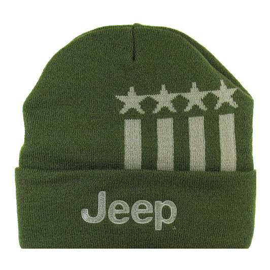 Hat - Jeep Stars and Stripes Flip Knit - Military Green - New