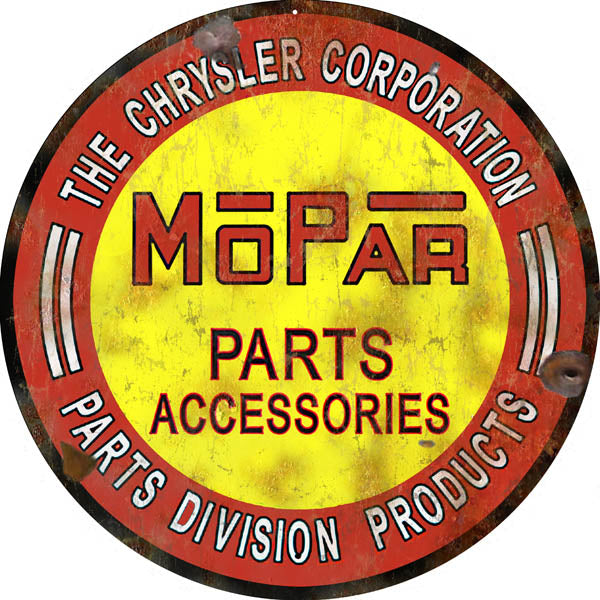 Vintage MoPar Chrysler Corp Parts Reproduction Sign 14 Round