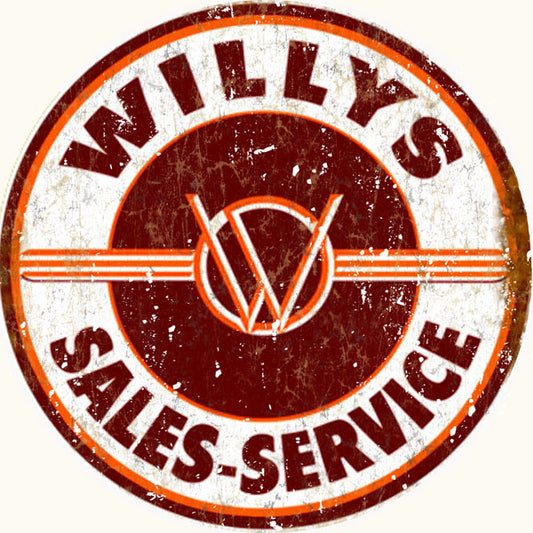 Willys Service Vintage Hot Rod Reproduction Sign Round 14