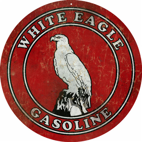 Vintage White Eagle Gasoline Motor Oil Sign 14 Round