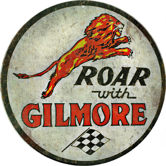 Gilmore Gasoline Motor Oil Reproduction Sign 14 Round