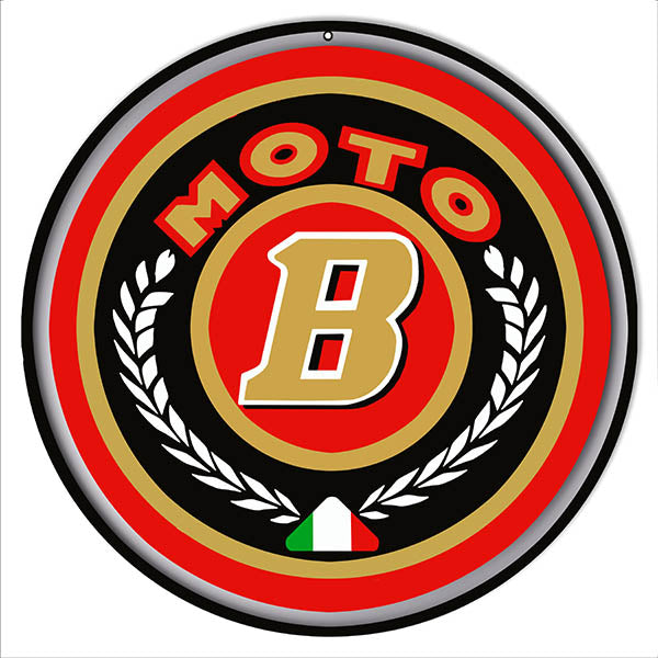 Moto B Motor Oil Reproduction Gas Station Metal Sign 14 Round