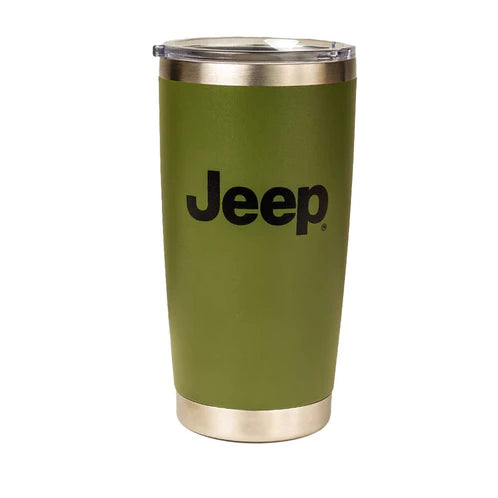Travel Mug - Jeep® Text and Grill Powder Coated - Jeep Green - New
