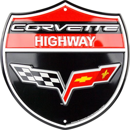 Corvette Highway Shield Metal Sign