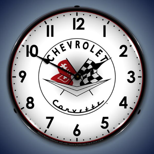 1956-57 Corvette Logo Lighted Clock