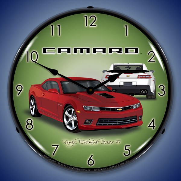 2014 SS Camaro Red Rock Lighted Clock