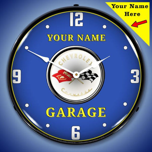 Add Your Name - C1 Corvette Garage Lighted Clock