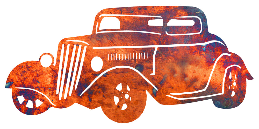 Vintage Car Metal Sign Faux Copper Finish