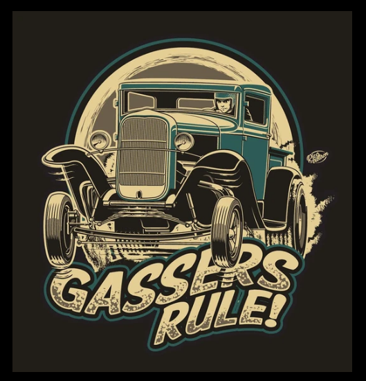 Gassers Rule! Wheels Up Pickup Truck Shirt - Truck Available in 3 Colors