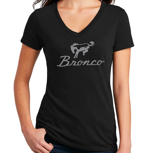 Ladies Ford Bronco Script V-Neck
