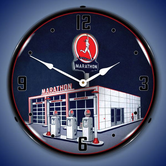 Marathon Gas Lighted Clock