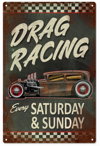 Reproduction Drag Racing Metal Sign