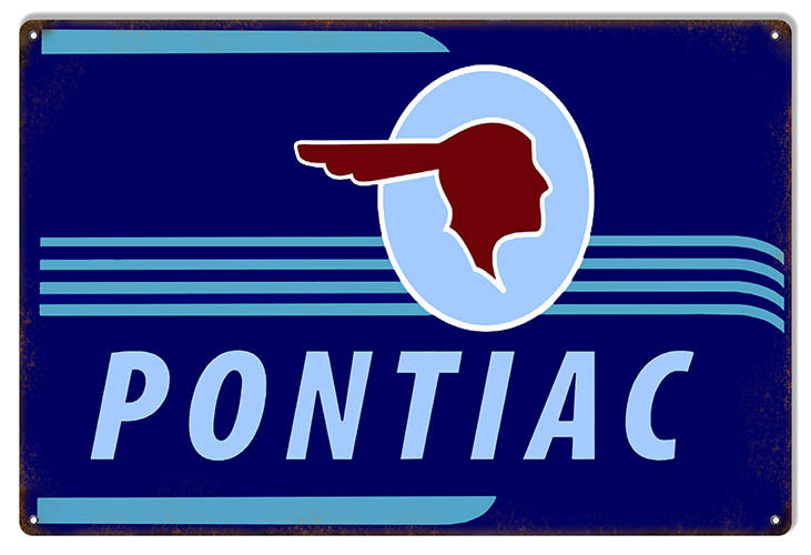 Pontiac Automobile Reproduction Gas Station Metal Sign 12x18