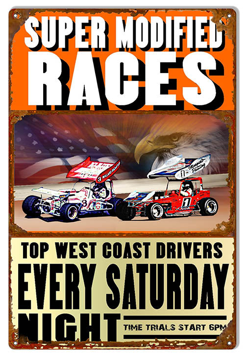 Super Modified Races Metal Sign 12x18