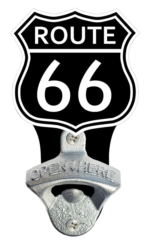 Black Route 66 Hwy Sign Bottle Opener