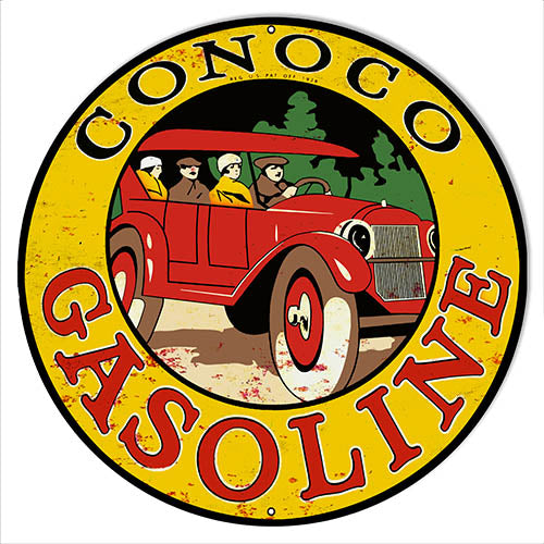 Conoco Gasoline Vintage Metal Sign 14x14