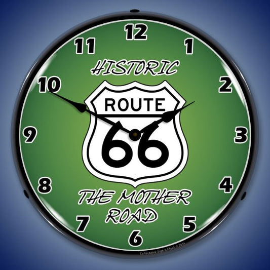 Route 66 The Mother Road Lighted Clock