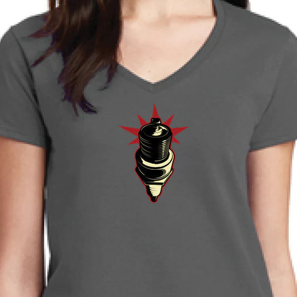 Ladies Spark Plug T-Shirt - Black/Grey