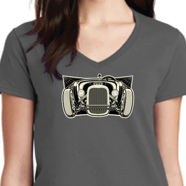 Ladies Rat Rod T-Shirt - Pink/Grey