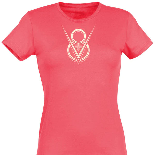 Ladies V8 T-Shirt - Black/Coral