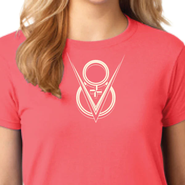 Ladies V8 T-Shirt - Black/Coral