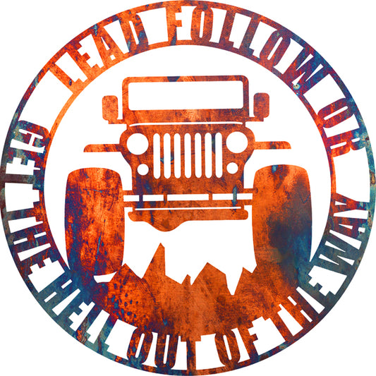 Jeep Copper Looking Finish Cut Out Metal Sign 18x18