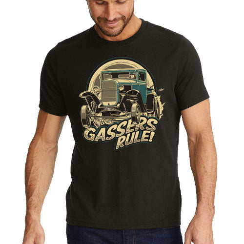 Gassers Rule! Wheels Up Pickup Truck Shirt - Truck Available in 3 Colors
