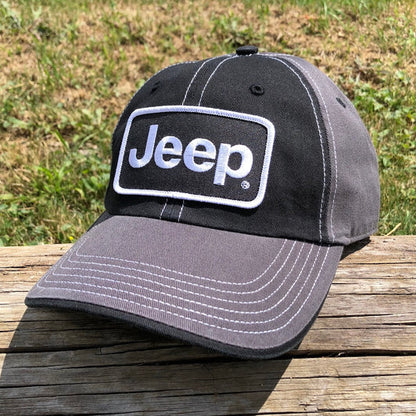 Hat - Jeep Chino Twill Patch - Black/Charcoal/White - New
