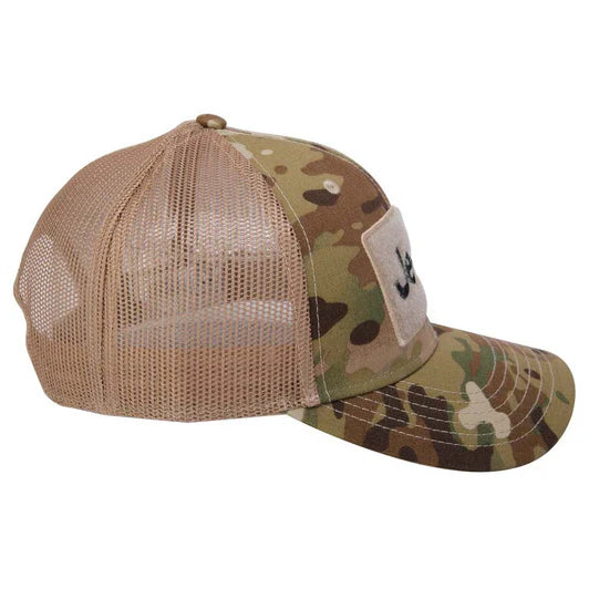 Hat - Jeep Text Logo Camo Pattern Hook and Loop Tactical Snapback - New