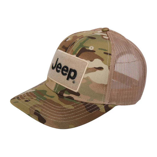 Hat - Jeep Text Logo Camo Pattern Hook and Loop Tactical Snapback - New