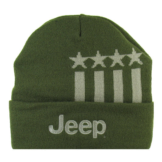 Hat - Jeep Stars and Stripes Flip Knit - Military Green - New