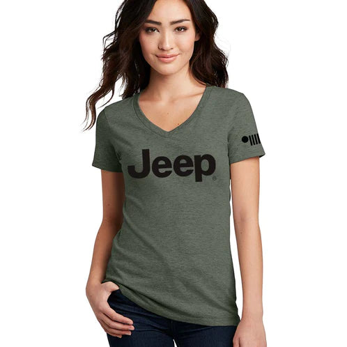 Ladies Jeep® Text V-neck- New