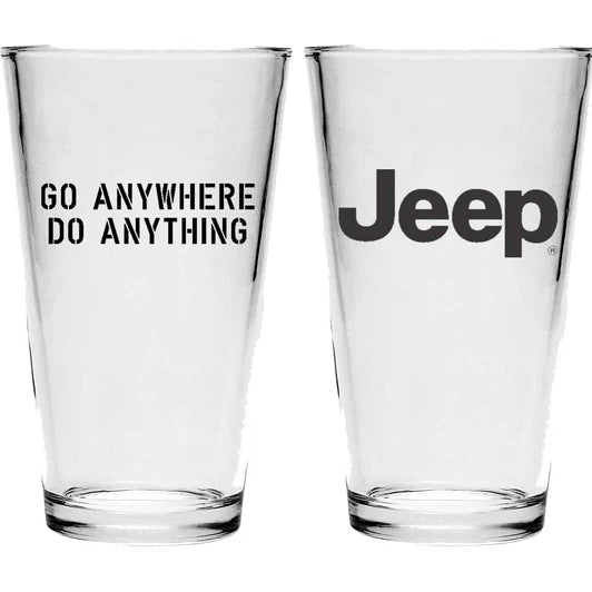 Pint Glass - Jeep Text - Go Anywhere. Do Anything. (Black) - New