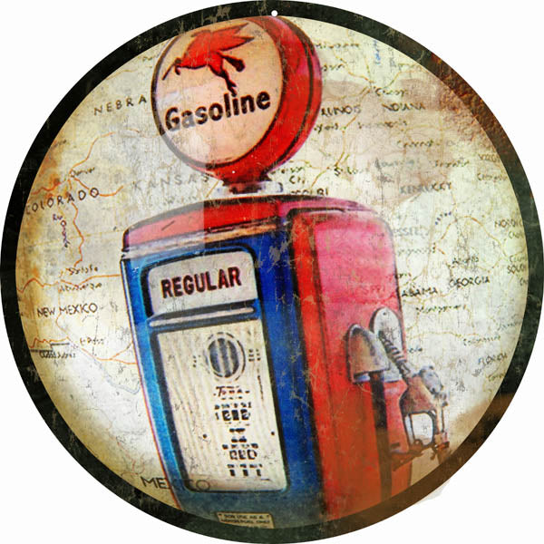 Reproduction Mobile Gasoline Sign 14 Round - New