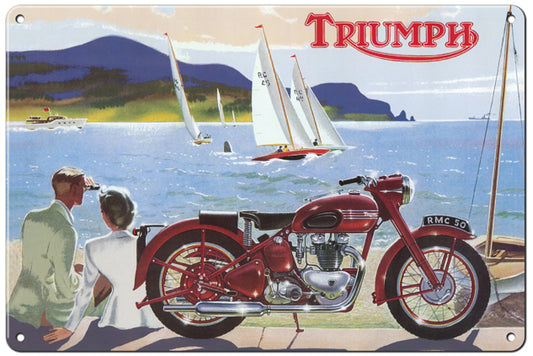 Triumph Classic British Motorcycle Reproduction Scenic Sign 12x18
