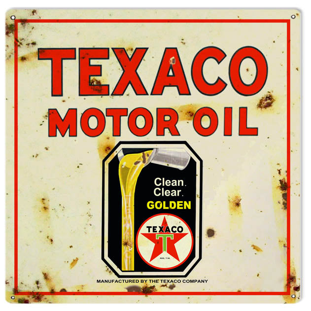 Texaco Golden Vintage Motor Oil Gas Station Reproduction Sign 12x12