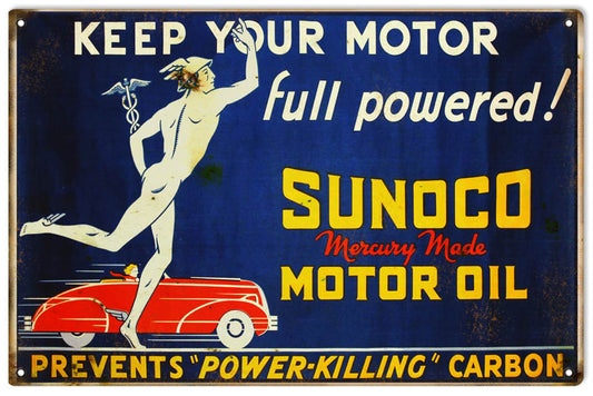 Sunoco Motor Oil Reproduction Gas Station Metal Sign 12x18