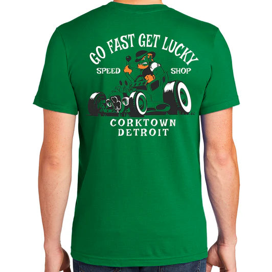 Mens Detroit Go Fast Get Lucky Speed Shop T-shirt - New