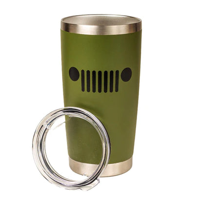 Travel Mug - Jeep® Text and Grill Powder Coated - Jeep Green - New