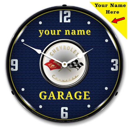 Add Your Name - C1 Corvette Garage Lighted Clock