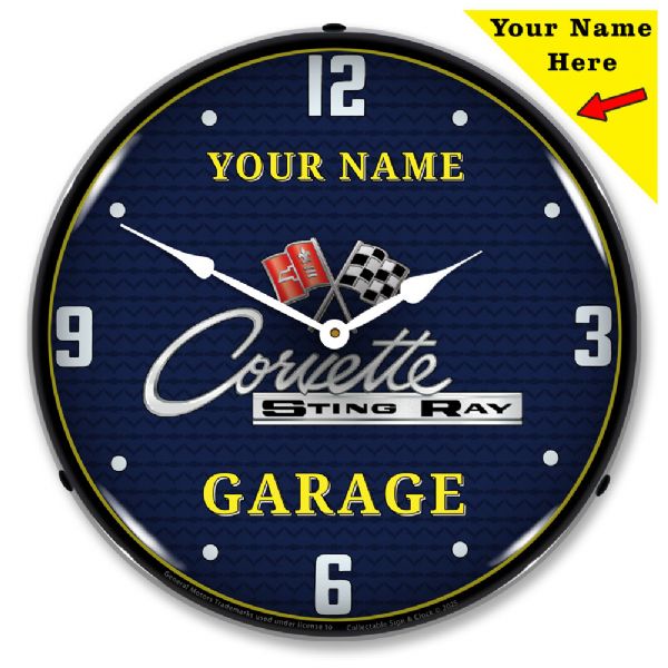 Add Your Name - C2 Corvette Garage Lighted Clock