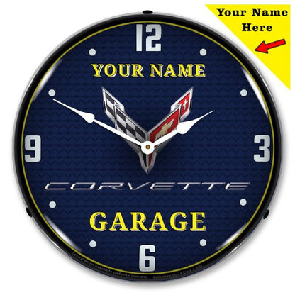 Add Your Name - C8 Corvette Garage Lighted Clock - NEW