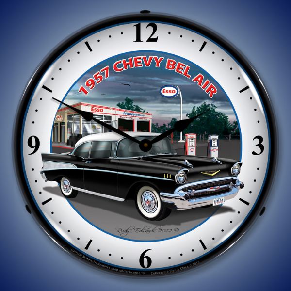 1957 Chevy Esso Lighted Clock