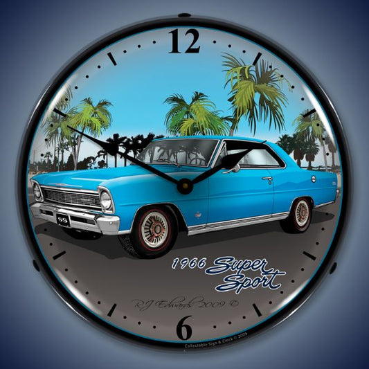 1966 Blue Nova Lighted Clock