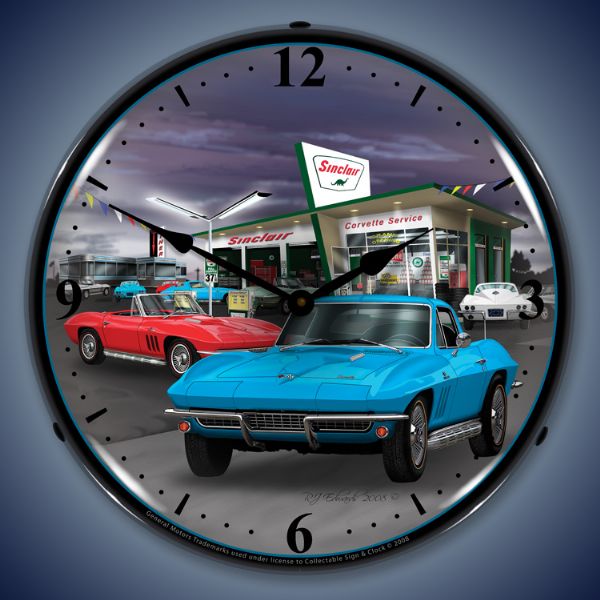 1966 Sinclair Corvette Lighted Clock