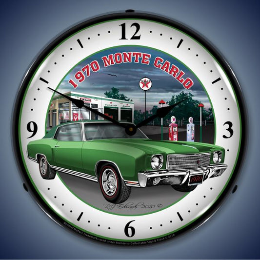 1970 Green Monte Carlo Lighted Clock