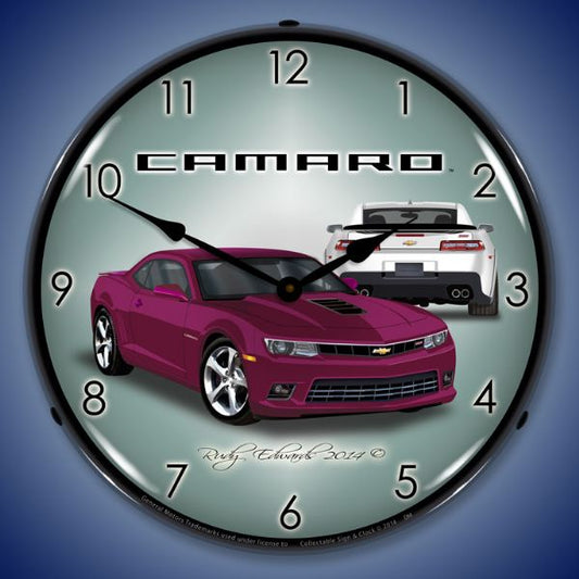 2014 SS Camaro Deep Magenta Lighted Clock