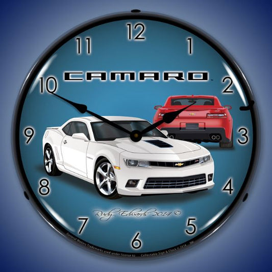 2014 SS Camaro Summit White Lighted Clock